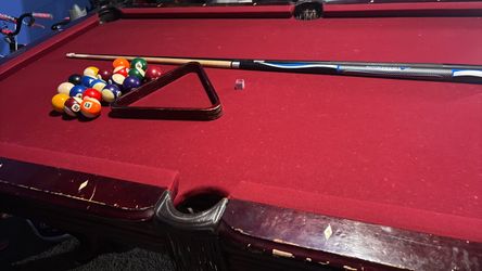 Pool Table Ball Set with Rack and Cue Stick