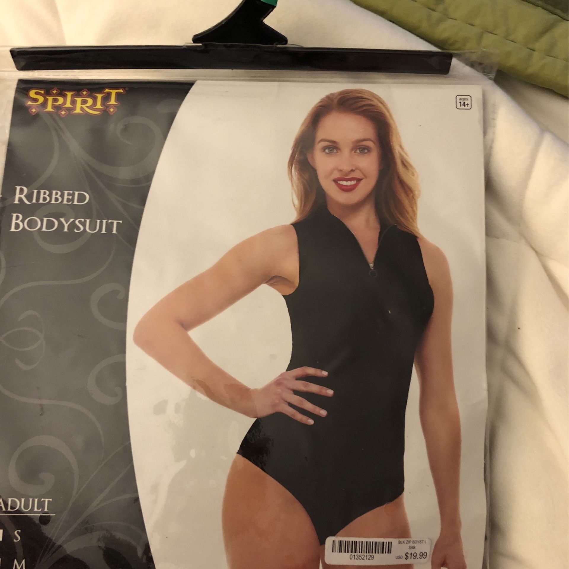 Adult Black zip Ribbed Bodysuit