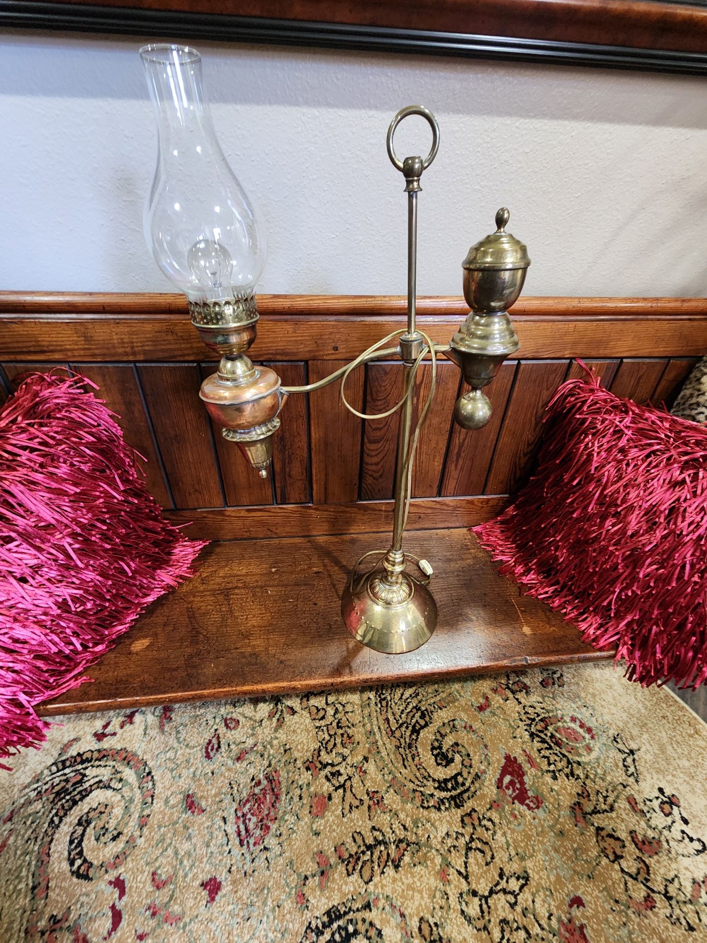 Lamp - Single Arm student Lamp - Very Rare Antique In Fine Condition