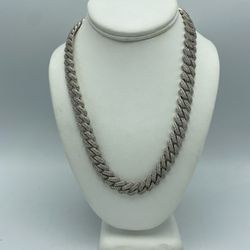 Sterling Silver CZ Cuban Link Chain 20”