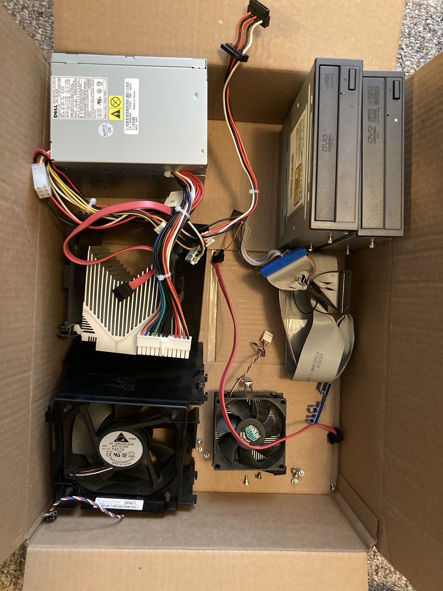 Box Of Miscellaneous Computer Parts 