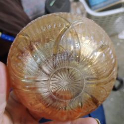 Small Marigold Carnival Glass Bowl