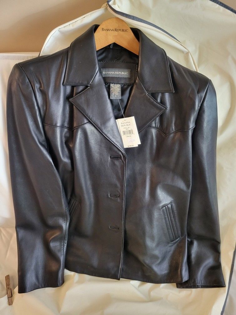 Brand New, Banana Republic, 100% Genuine Leather, Size Large, Leather Jacket