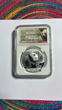 CHINESE PANDA SILVER 2016. NGC MS 69