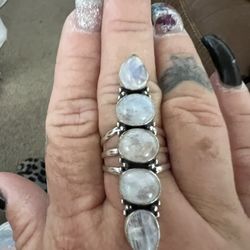 Sterling Silver Rainbow Moonstone Ring 