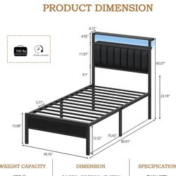 Twin Bed Frame+sleep number mattress+memory foam topper