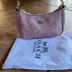 Coach Pink Signature Canvas Shoulder Bag