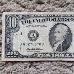 Vintage 1993 small face $10 bill Federal Reserve bank note old American paper money