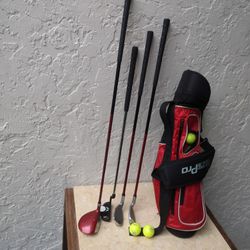 Kids Ages 7-10 Jr Golf Club Set TiTech Future Pro, Driver, #5, #9 Iron & Putter, Bag & Balls 