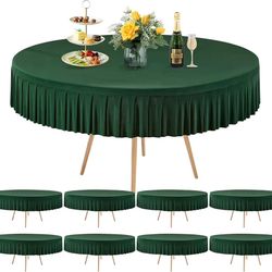 8 Pack Hunter Green Spandex Round Tablecloths for 60 inch Tables #1087