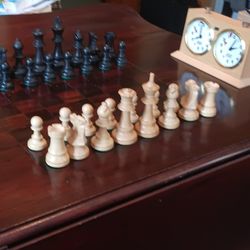 Chess Table, Pieces, and Clock