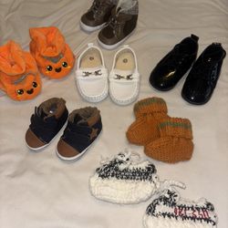 Baby Boy Shoe Bundle (7 Pairs) – Approx 6–9 Months – Boots, Dress, Fall Slippers