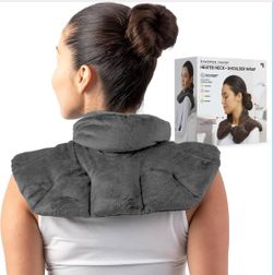 Sharper Image Heated Neck & Shoulder Wrap - Microwavable Warm & Cooling Plush Pad, Scented Aromatherapy (100% Natural Lavender & Herb Spa Blend), Pain