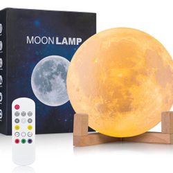 Moon Lamp, Wall-Mounted Kids Night Light, 2021 Upgraded 5.96 Inch 18 Colors Sliding/Remote Control Moon Light with Unique Stand, Timing, USB Rechargea