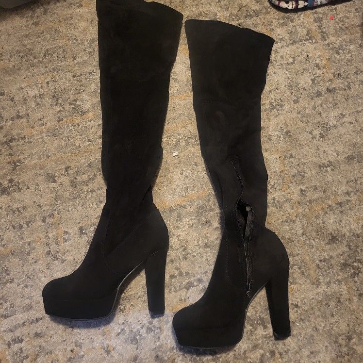 Thick High Hill Thigh Boots