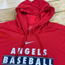 Nike Los Angeles Angels Red Short sleeve Hoodie Men's XXL MLB Baseball Dri Fit