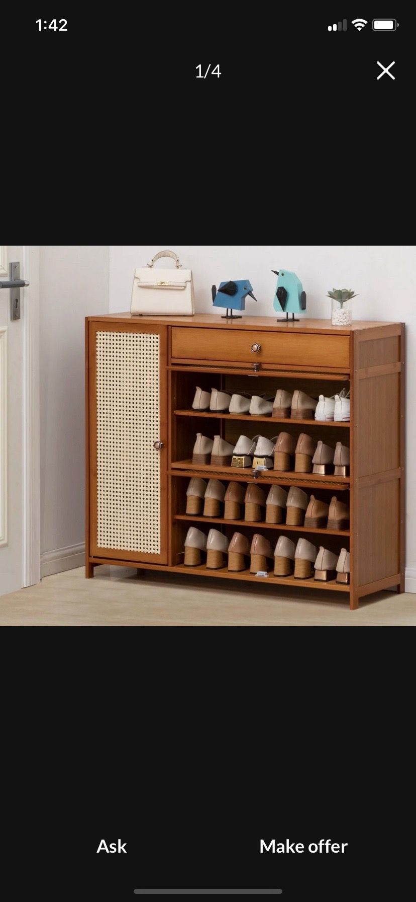 40" Shoe Storage - 6 Tiers 3 door - Brown