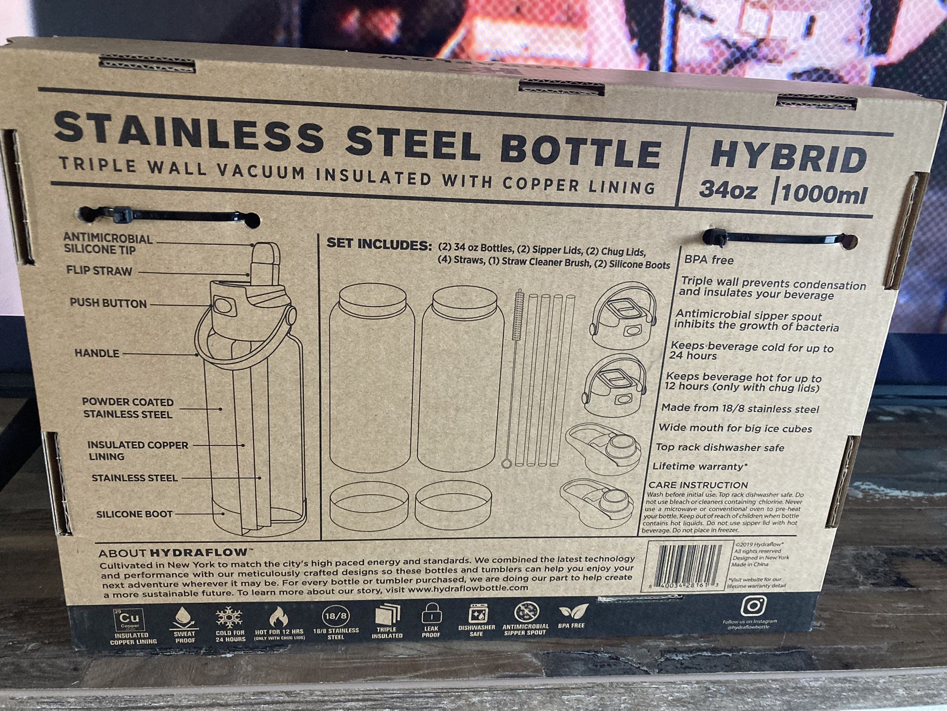 Hydraflow Hybrid 34-oz Stainless Steel Insulated Bottles, 13 Pc