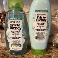 set of 2 garnier whole blends shampoo & conditioner•coconut water & aloe•12.5oz•all for $6
