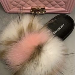 Marshmallow Real Fur Custom Slides Sizes 5.5,6,6.5 Only Message True Size & Order