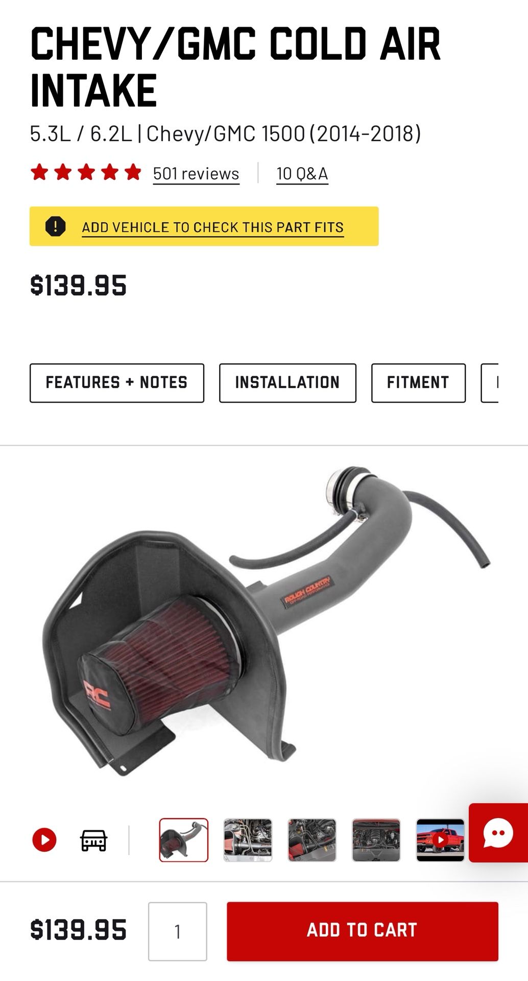 Rough Country Chevy/GMC Cold Air Intake