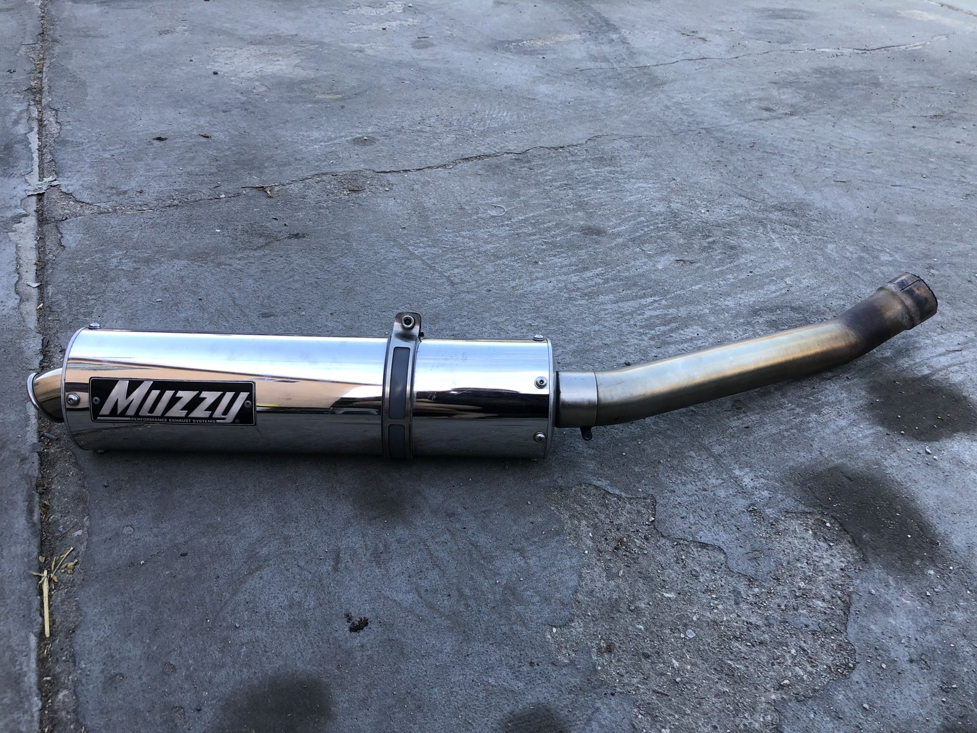 Muzzy motorcycle exhaust! Was on a 2003 Kawasaki ZX9R.