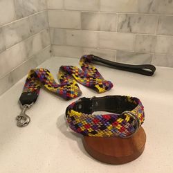Vibrant 16” Handmade Dog Collar & Leash Set – Artisan Quality