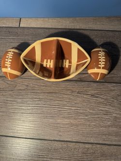 Football Salt & Pepper Shakers with Dip Dish Brown (149A)