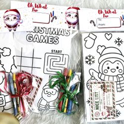 Christmas Kids Customized classroom Coloring Activity Kit • 4x6 Coloring Pages • Christmas Goodie Bag 