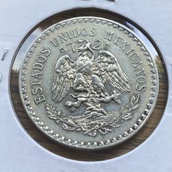 1926 Mexico One Peso Silver Coin 72% Silver XF