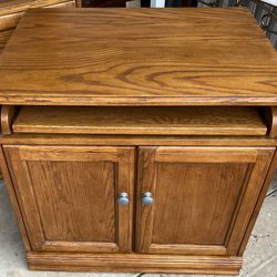 Rustic Oak Wood Desk with Storage