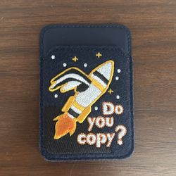 Custom Embroidered “Do You Copy?” Card Holder mag safe  Hermès-Inspired Handmade Piece