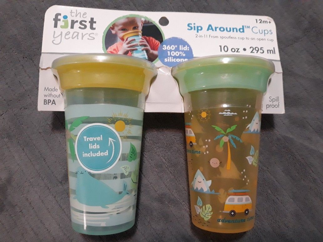 Sip Around spoutless 2-in-1: spoutless for 360° of sipping & converts to big kid's open cup