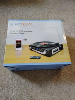 DIGITNOW Turntable & Cassette & Radio Record Player, Black