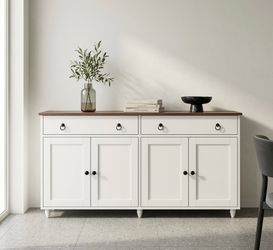 Modern Versatile White Sideboard & Buffet Storage Cabinet