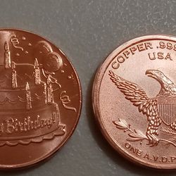 Happy Birthday Copper Round