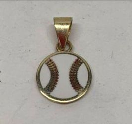 10k gold enamel baseball pendant