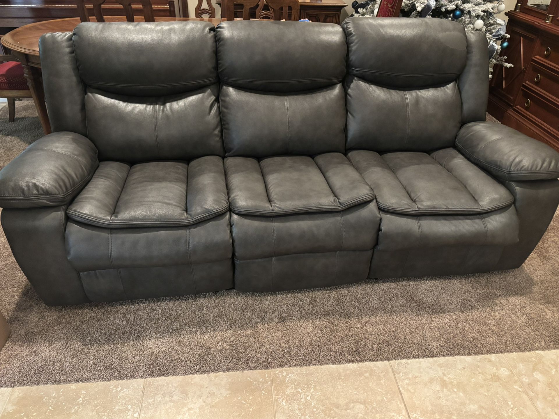 Leather Reclining Sofa And Matching Love Seat