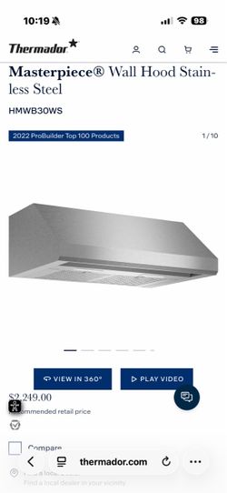 NIB Thermador 30 Stainless Steel Vent Hood w/wifi