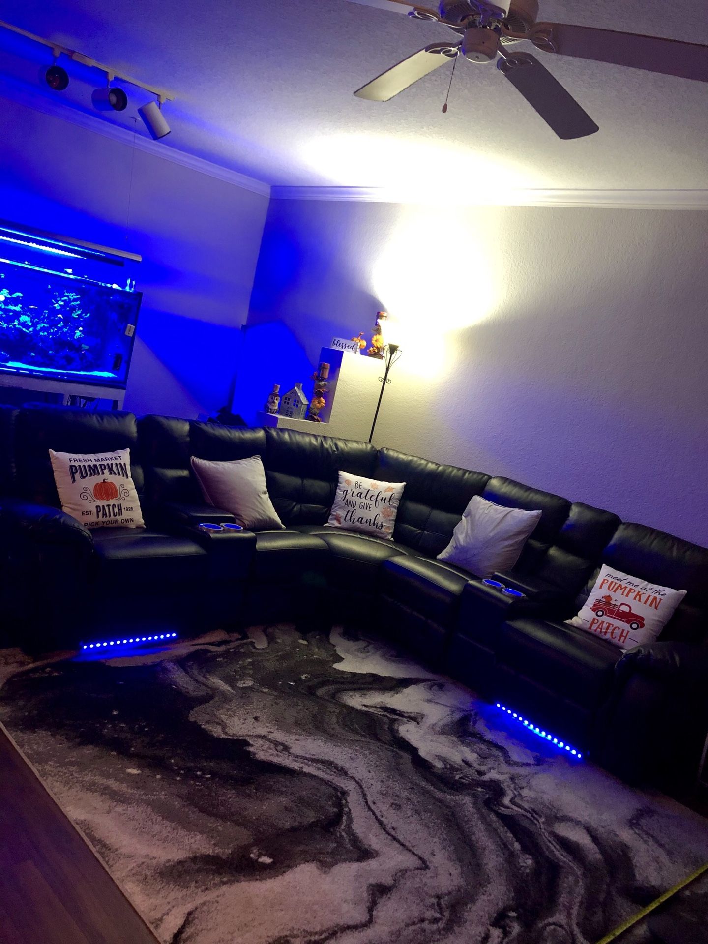 Black sectional couch LED