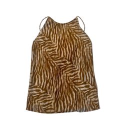 Banana Republic Brown and Tan Zebra Print Tank Top size XL