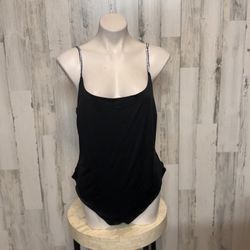 IRIS Black Rhinestone Strap Sleeveless Bodysuit  Size 2XL