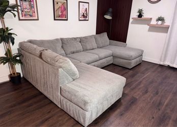 Large Gray U-Shaped Sectional - Free Delivery
