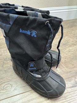 Kamik Kids Snow Boots Black Blue Plaid Winter Insulated 8” Sole No Size Tag