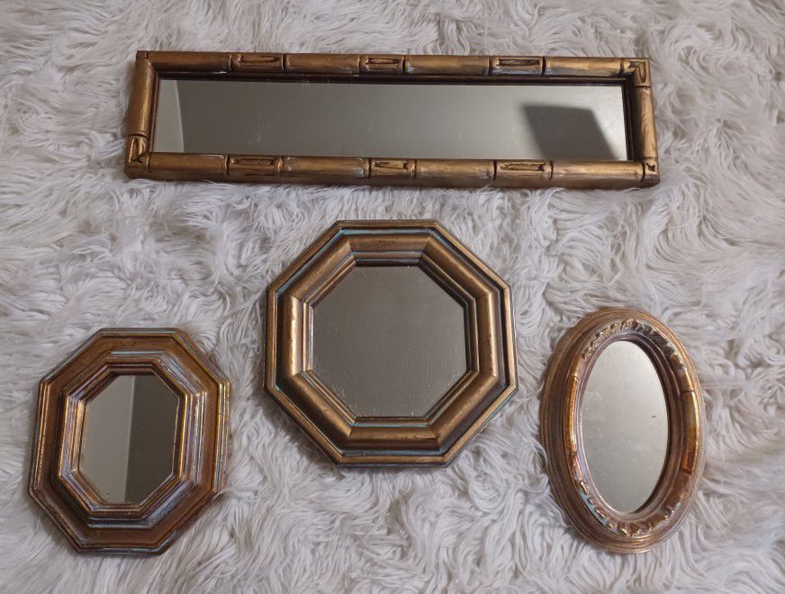 Vintage Gold Ornate Mirrors Set Of 4