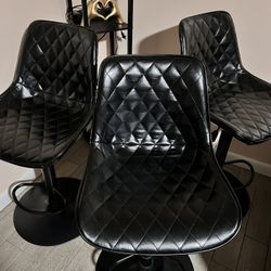 PU Leather Bar Stools (All Black) 