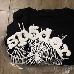 Authentic Black Sp5der Hoodie Size Small Mens 