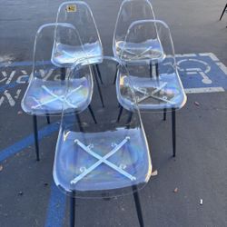 On Sale $65 X 2 Acrylic Accent Side Chairs with Plating Metal Legs for Dining Room With Silver Legs