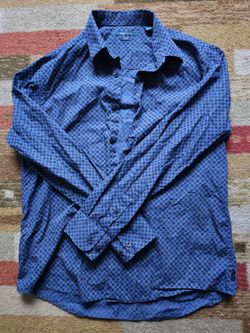 Perry Ellis Slim Fit Blue Dress Shirt Long Sleeve (Large) Business Casual