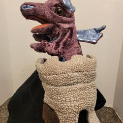 FOLKMANIS Purple Dragon Medieval Hand Puppet Castle Turret Plush Play Toy 2015